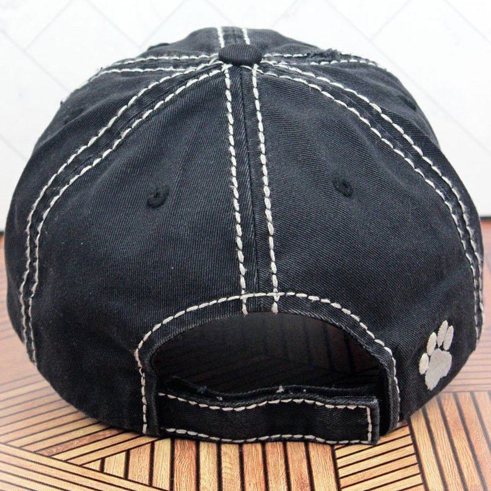 DISTRESSED BLACK PATRIOTIC PAW PRINT CAP - Picture 2 of 4